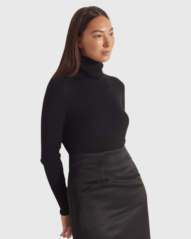 Agnetha Merino Polo (Merino Knit) Black