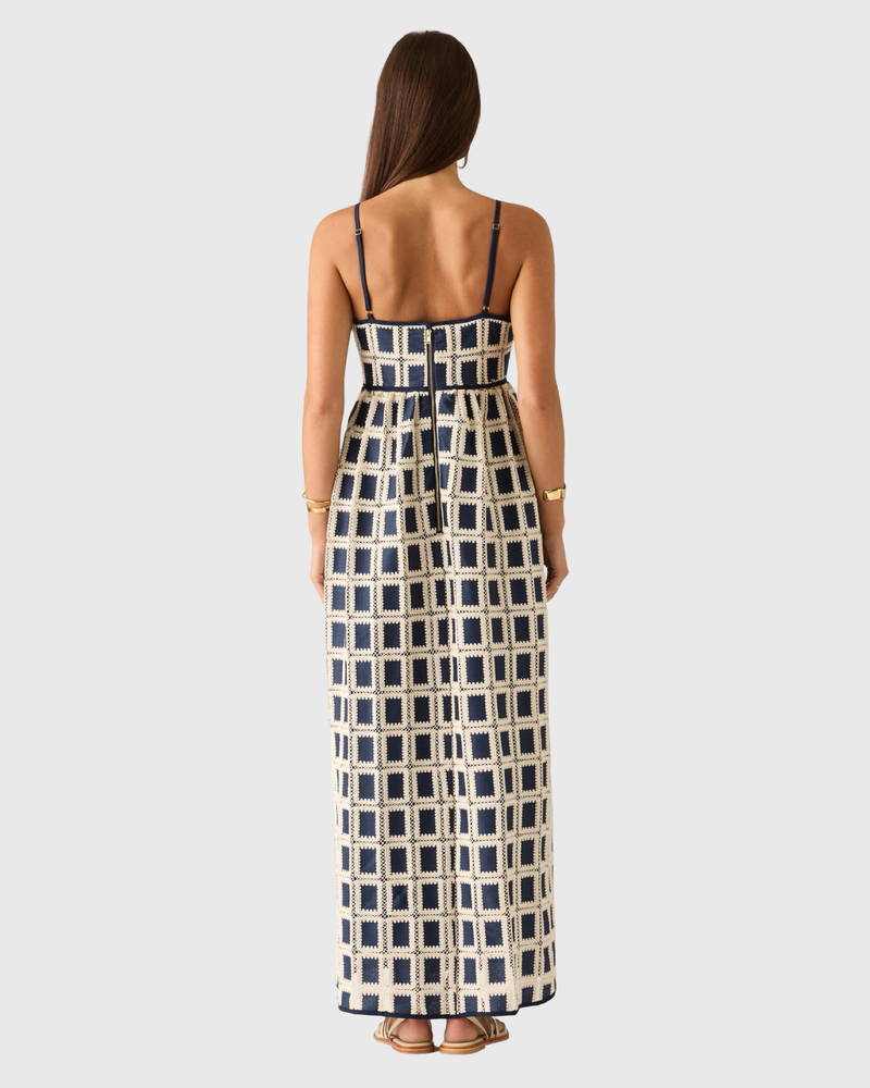 Lara Crochet Maxi Dress Navy