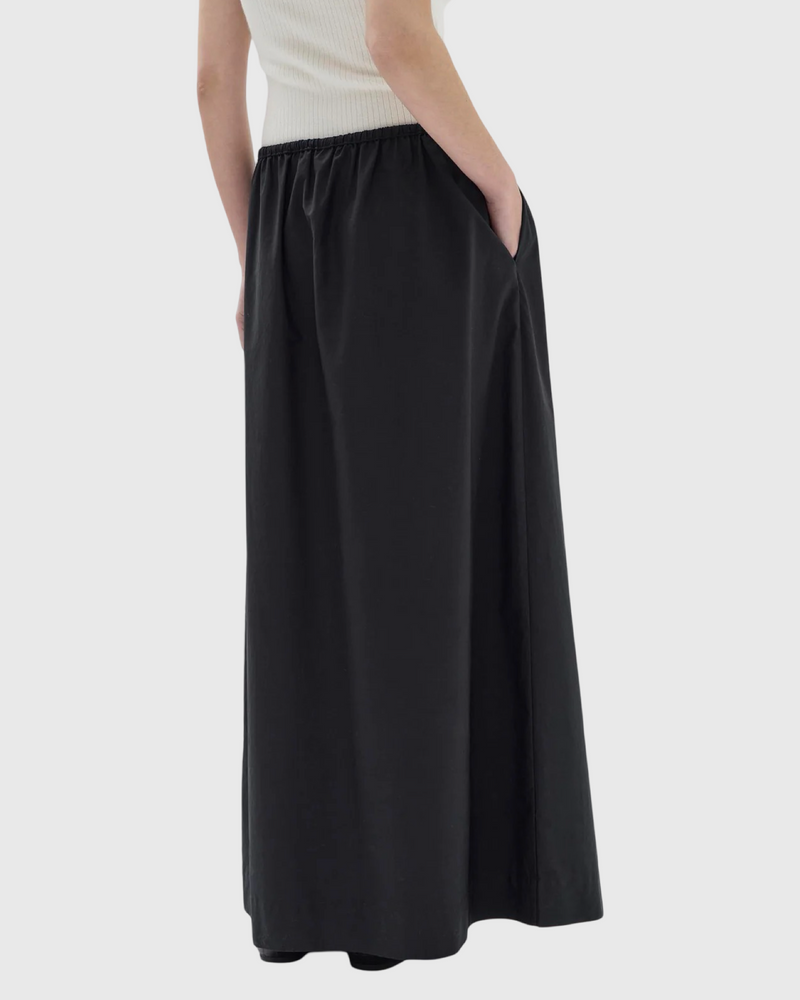 Philipa Poplin Midi Skirt Black