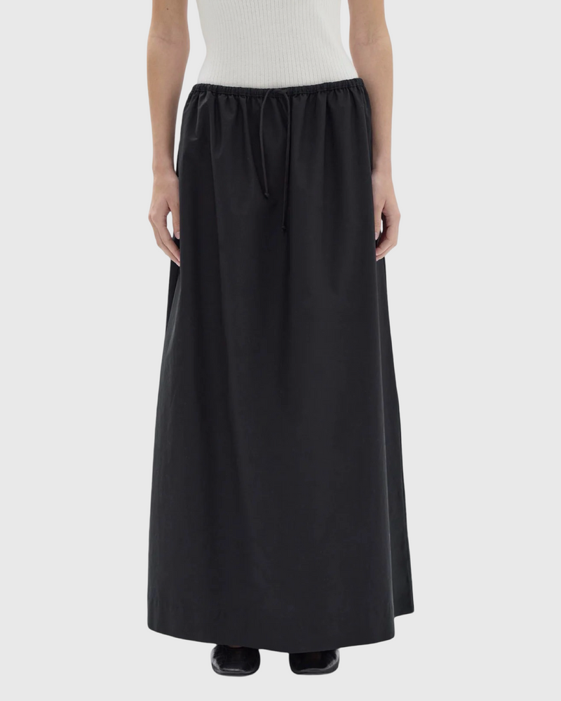 Philipa Poplin Midi Skirt Black