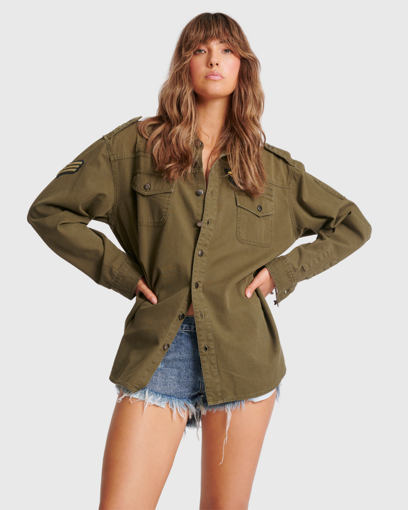 Aviator Eagle Cotton Shirt Khaki