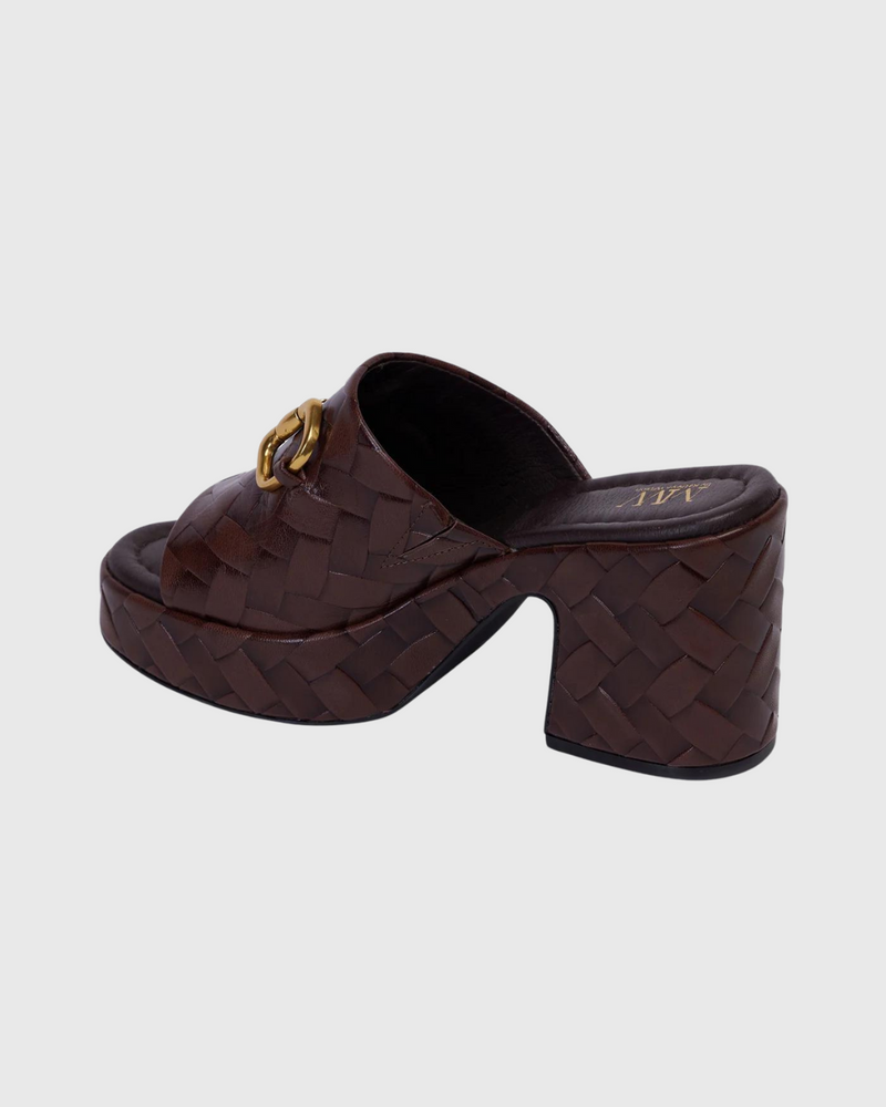 Carly Mule Chocolate Woven Calf