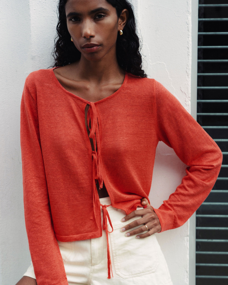 Marcia Bow Cardigan Top Apple Red