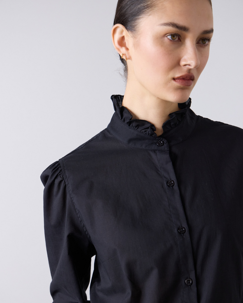 Jane Frill Blouse Black