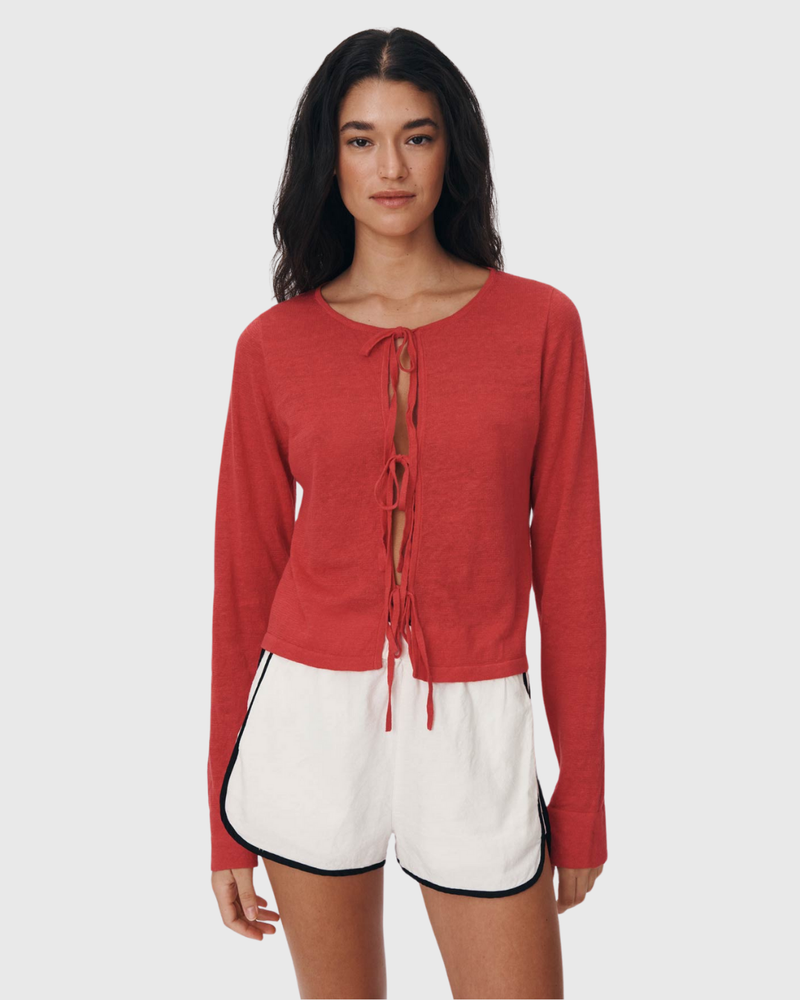 Marcia Bow Cardigan Top Apple Red