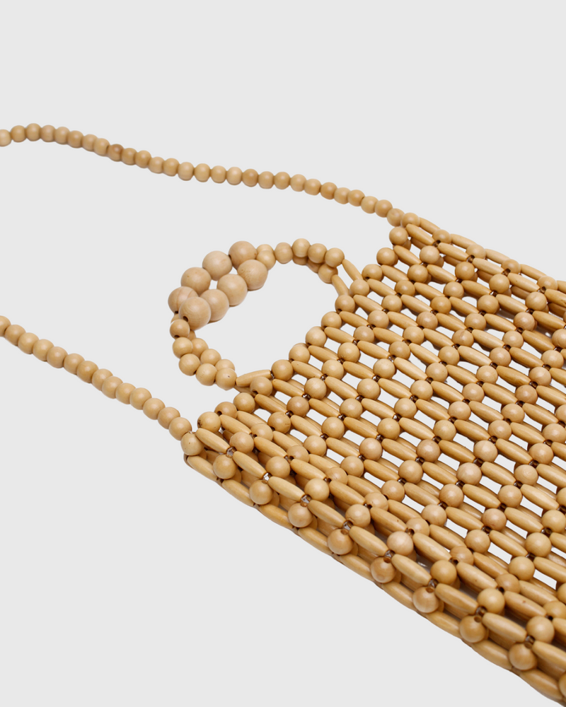 Gia Beaded Tote Natural