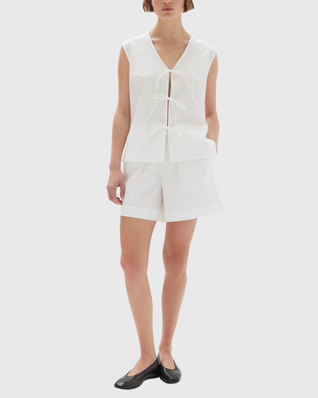 ollie poplin tie top white