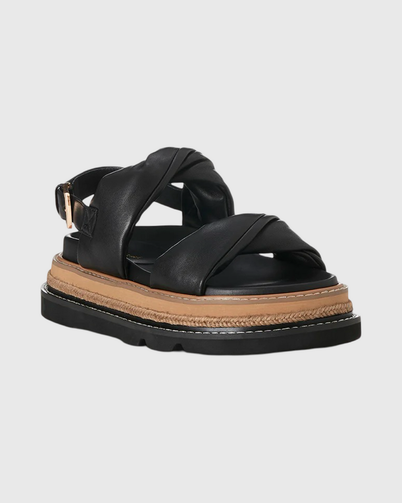 Vee Sandal Black Leather