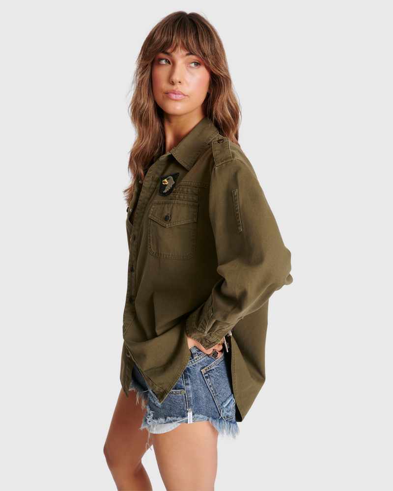 Aviator Eagle Cotton Shirt Khaki