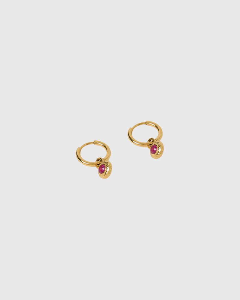 Crushed Birthstone Earrings Ruby