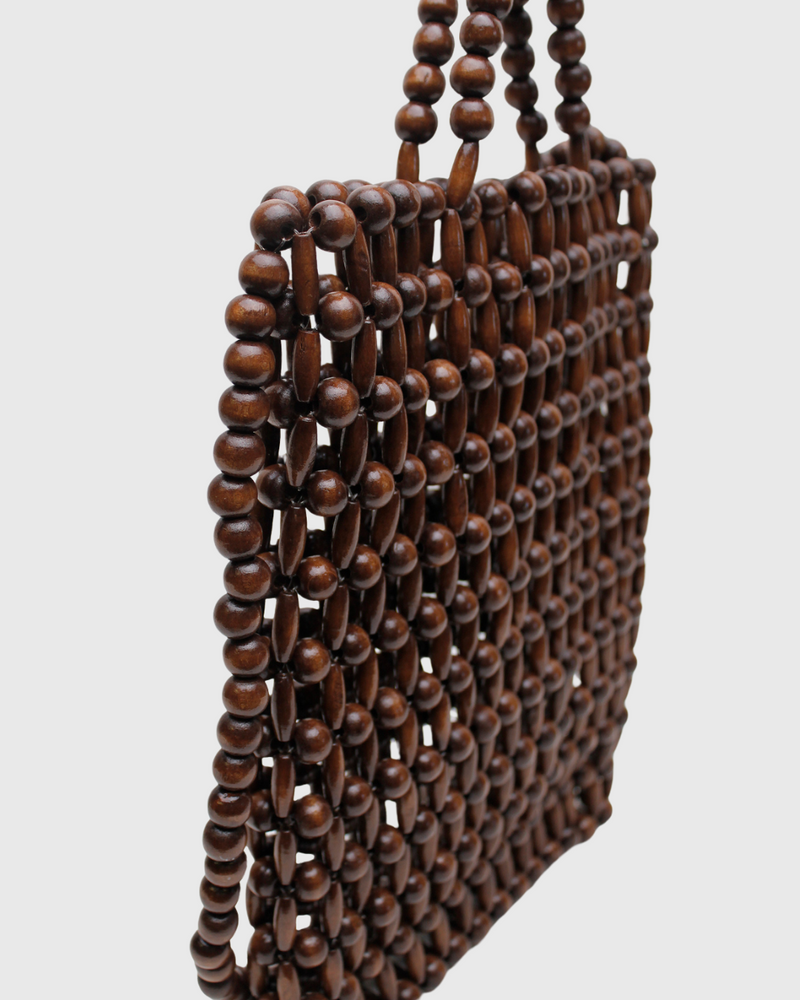 Gia Beaded Tote Brown