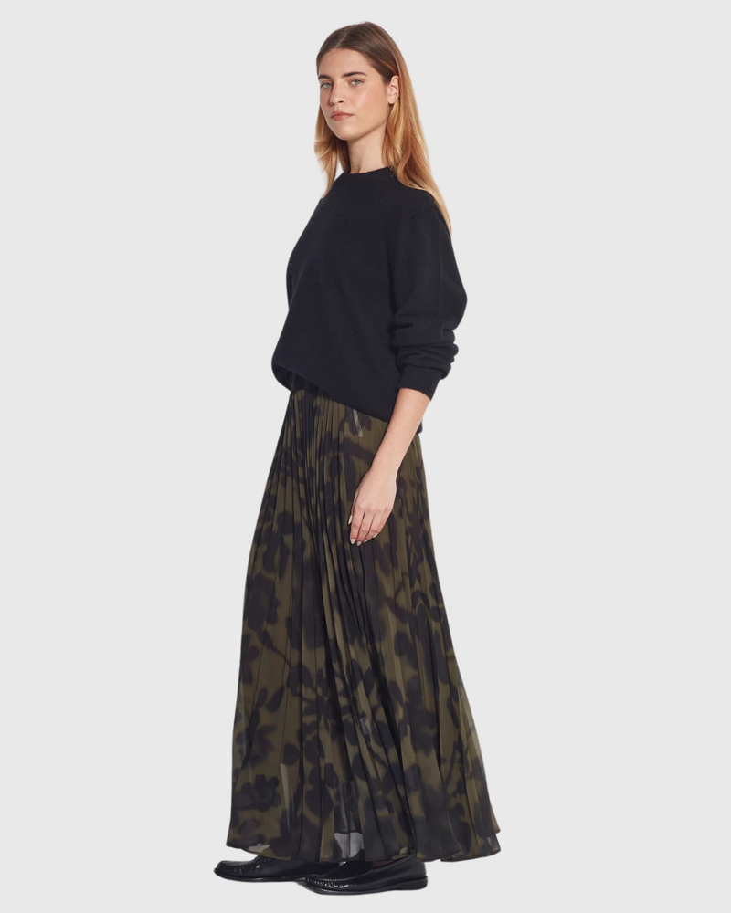 Evelyn Pleat Skirt (Midnight Flora) Moss