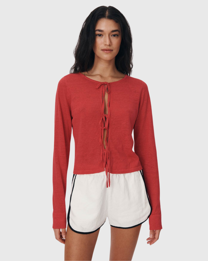 Marcia Bow Cardigan Top Apple Red