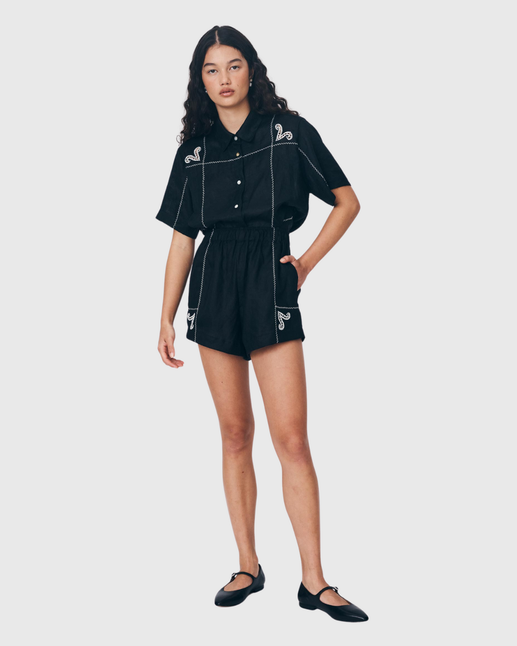 Aries Linen Shorts Noir