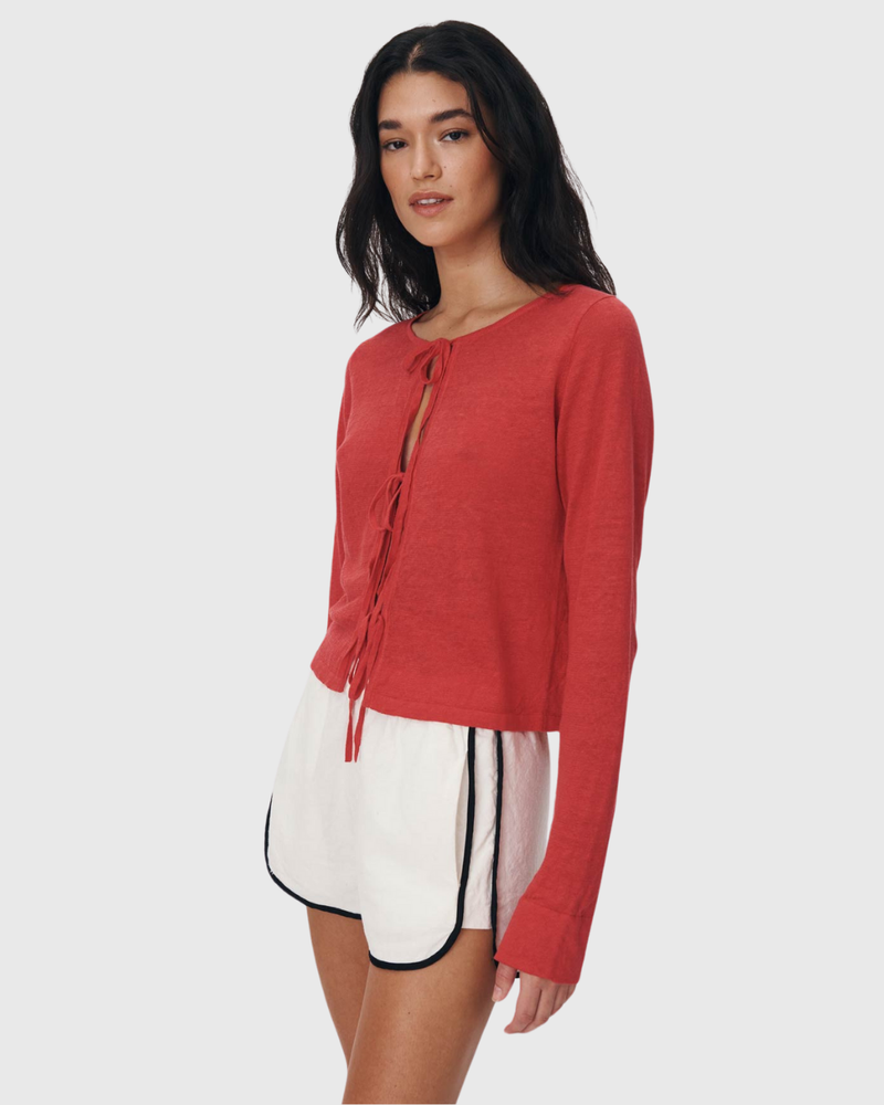 Marcia Bow Cardigan Top Apple Red