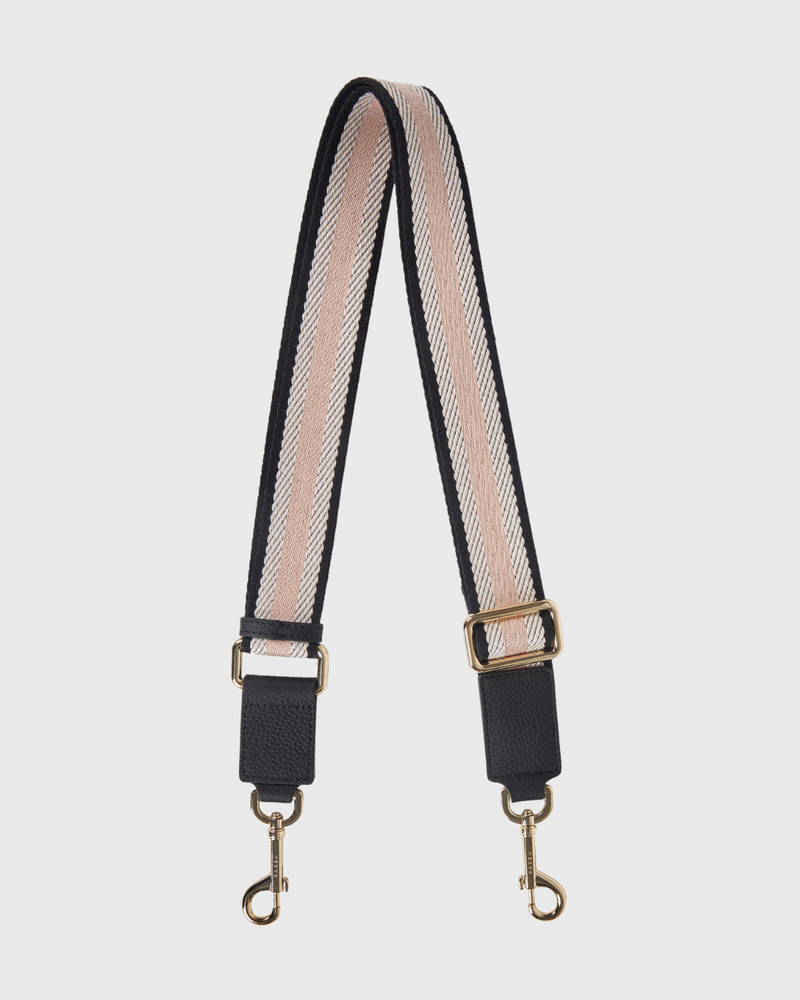 Feature Strap Webbing Black + White + Blush