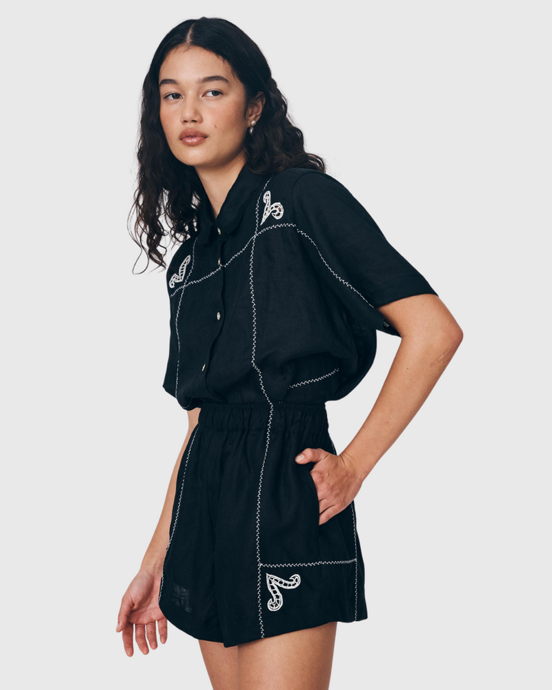 Aries Linen Shorts Noir