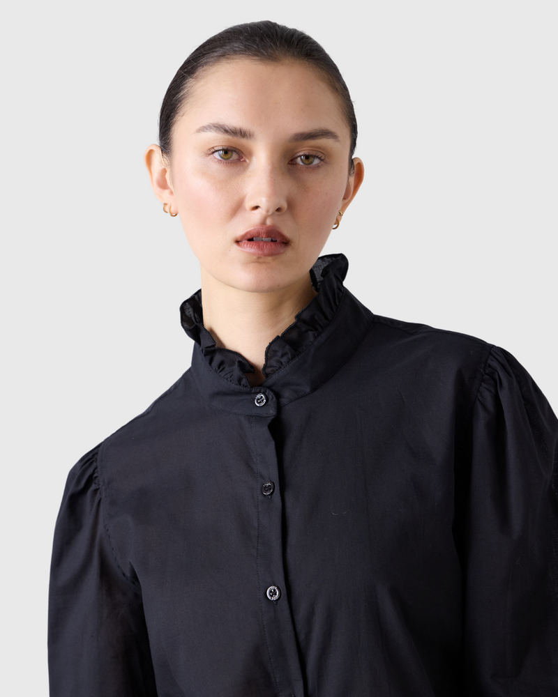 Jane Frill Blouse Black