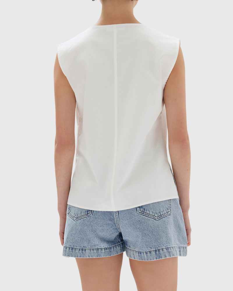 ollie poplin tie top white