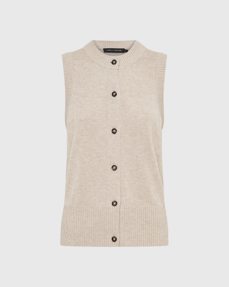 Macie Sleeveless Cardigan Oatmeal Melange