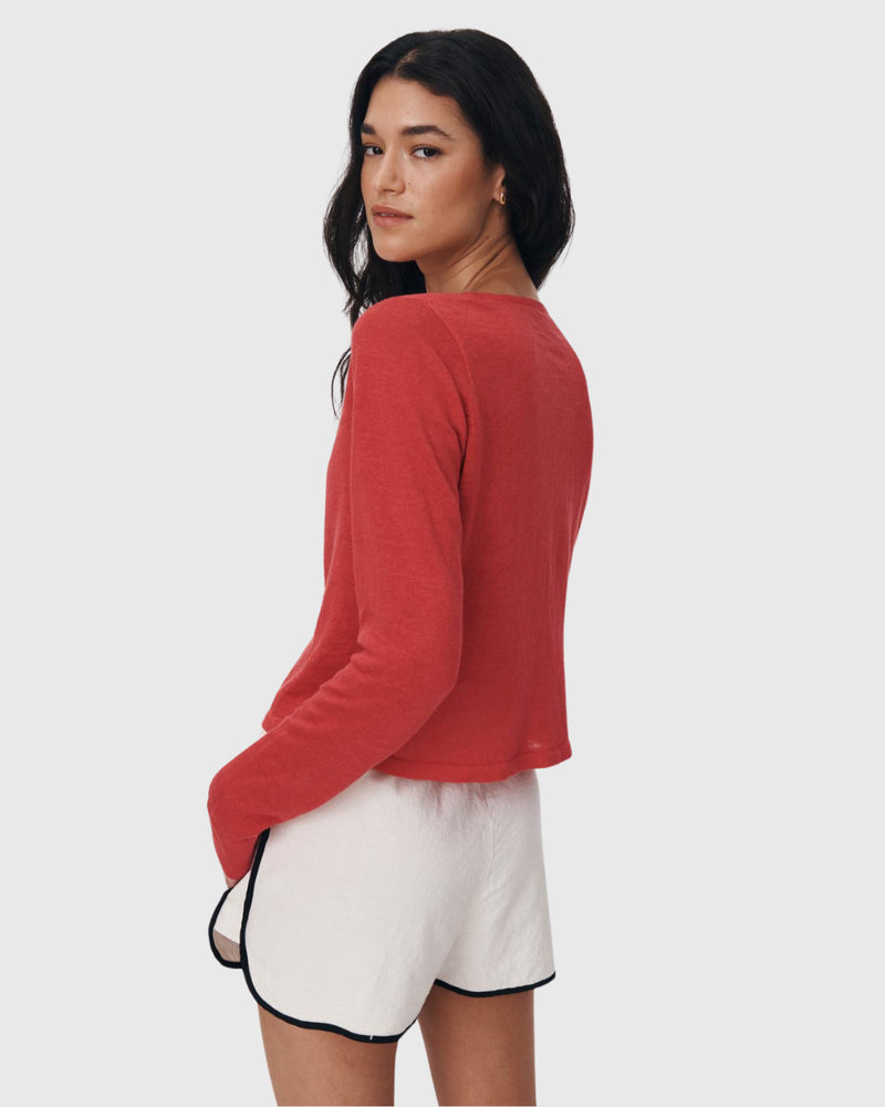 Marcia Bow Cardigan Top Apple Red