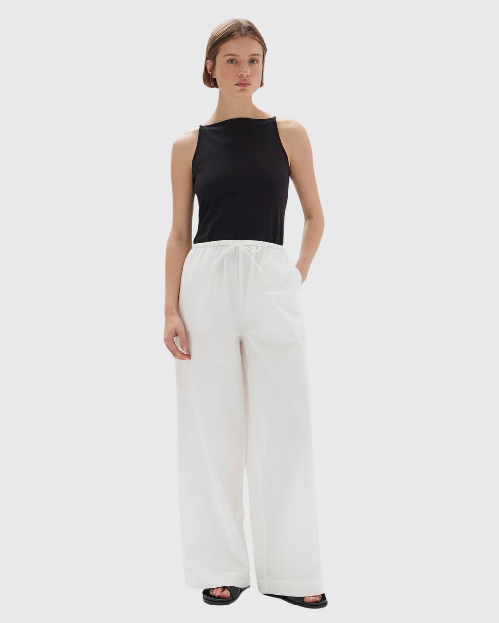 philipa poplin pant white