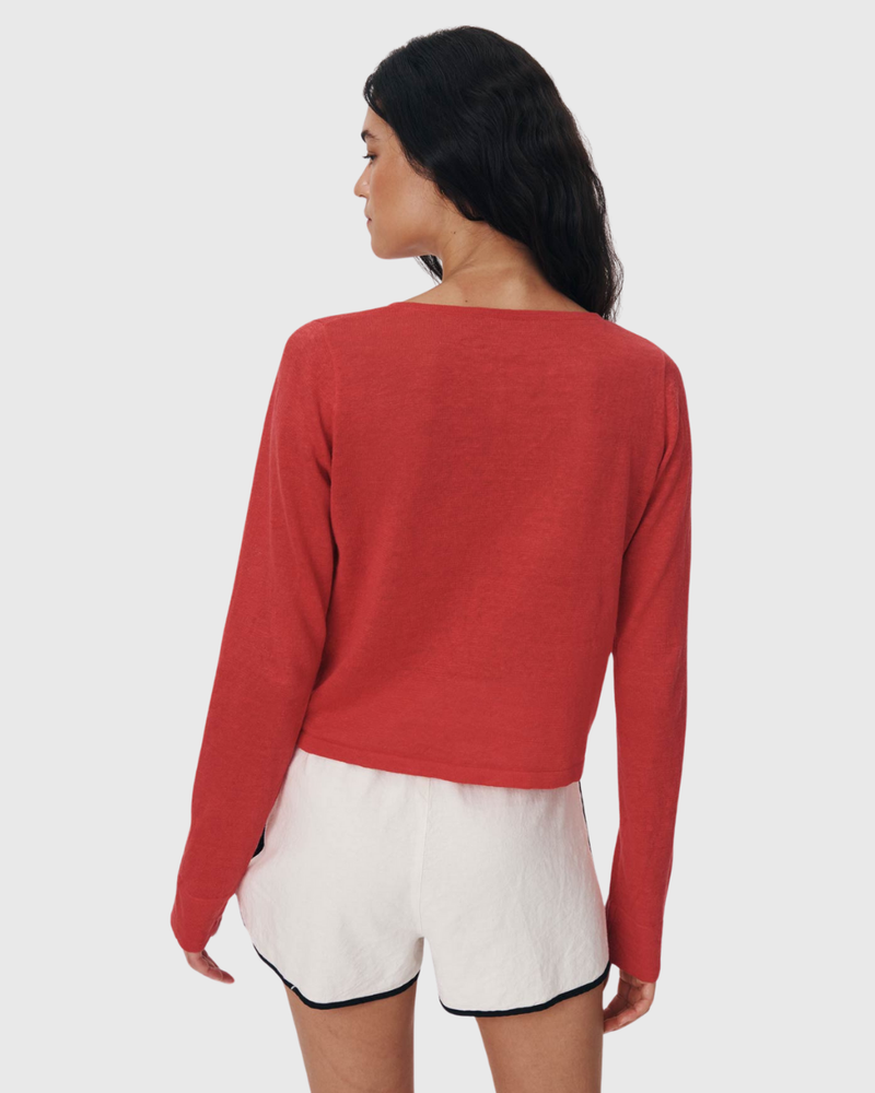 Marcia Bow Cardigan Top Apple Red