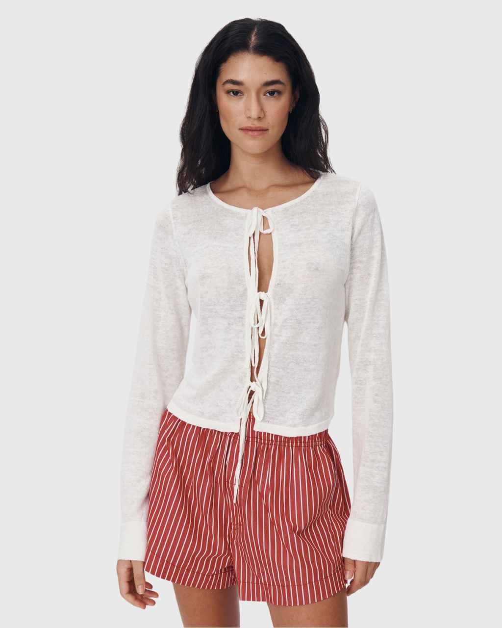 Marcia Bow Cardigan Top Bone