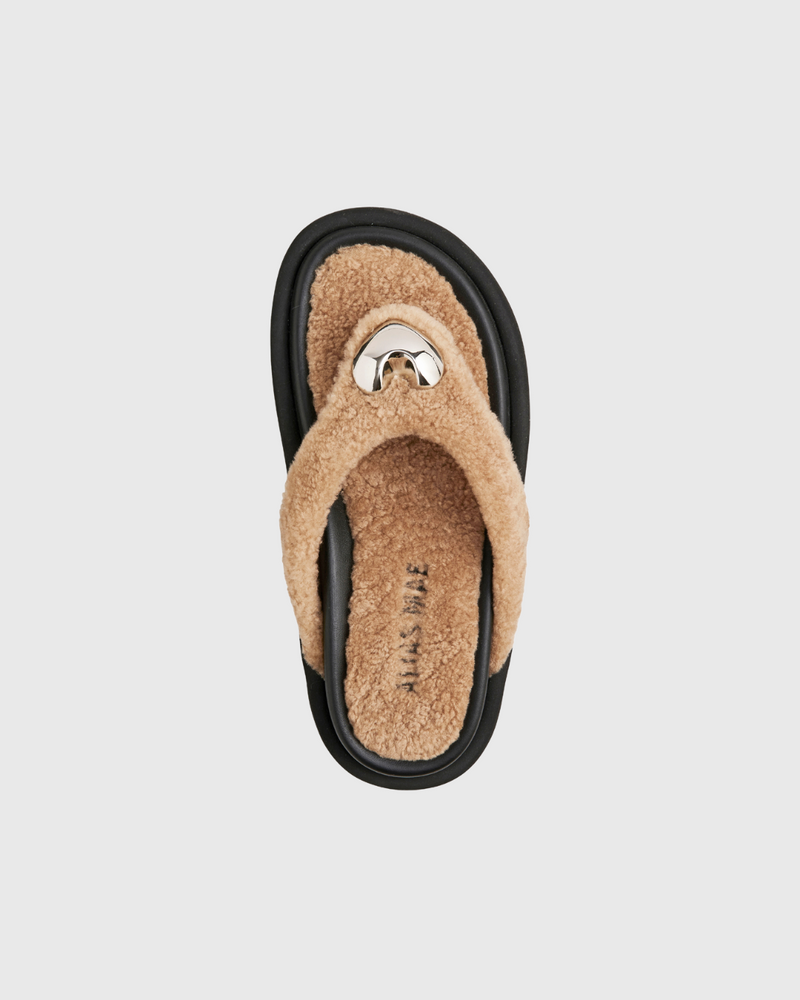 Ana Sandal Fawn Shearling