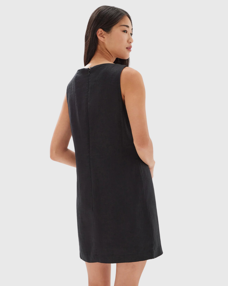 Nadine Linen Mini Dress Black