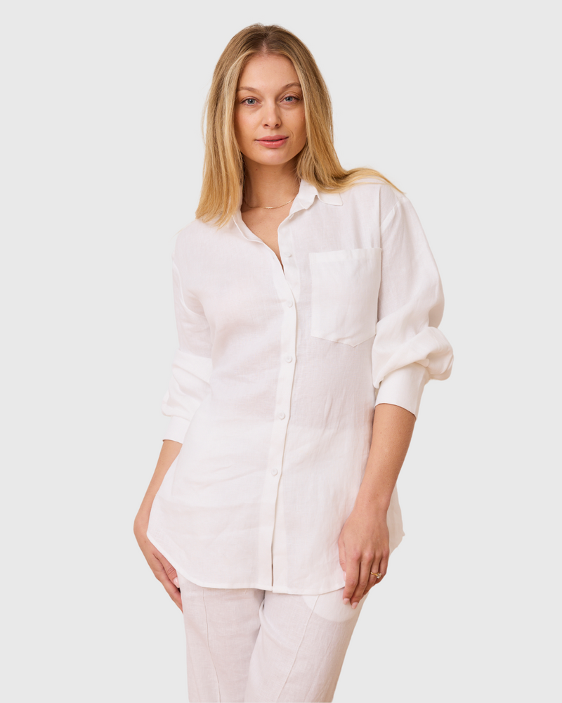 9-5 Shirt White Linen