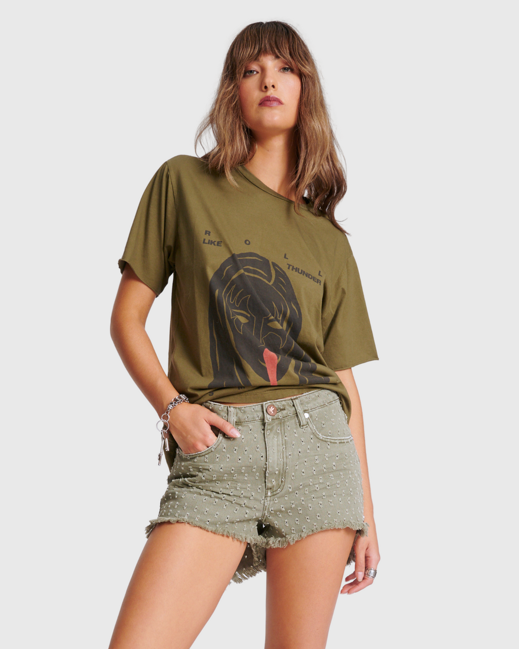 Anglaise Bonitas High Waist Denim Short Super Khaki