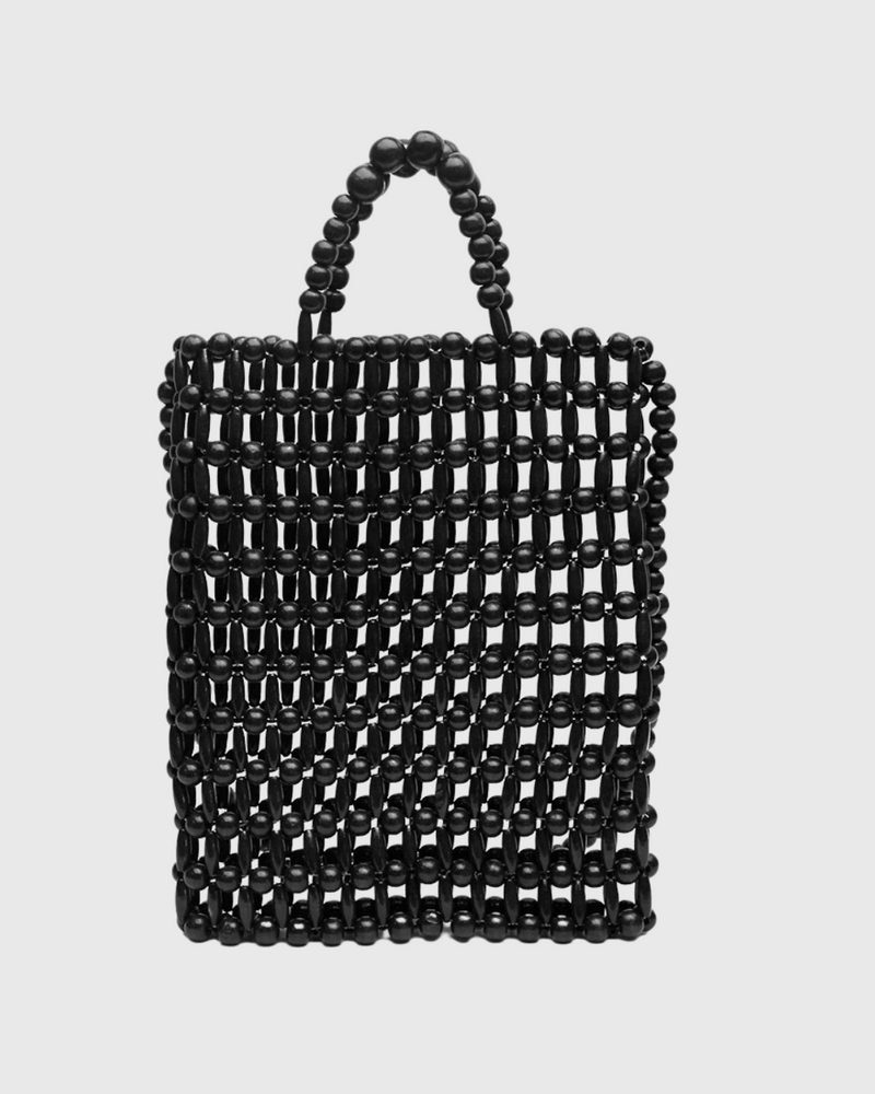 Gia Beaded Tote Black