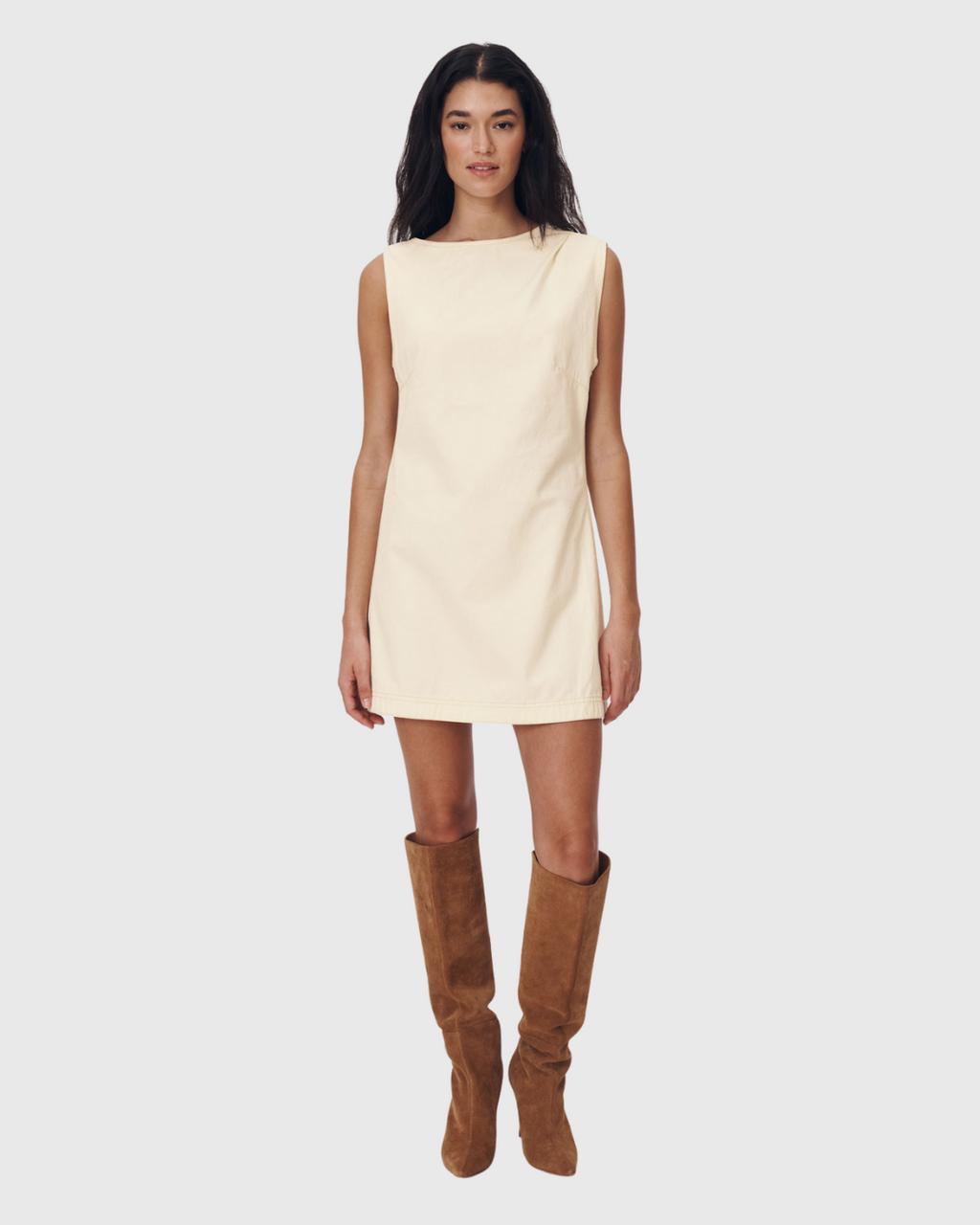 Bowe Denim Mini Dress Creme