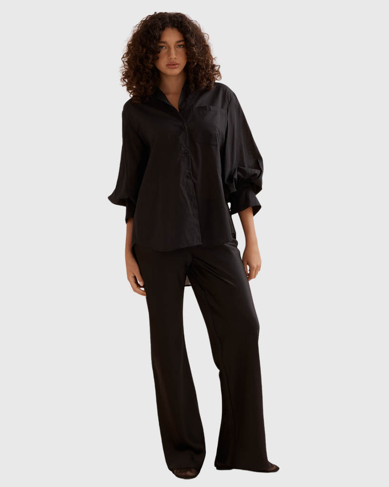 Sunny Beach Shirt Black Voile