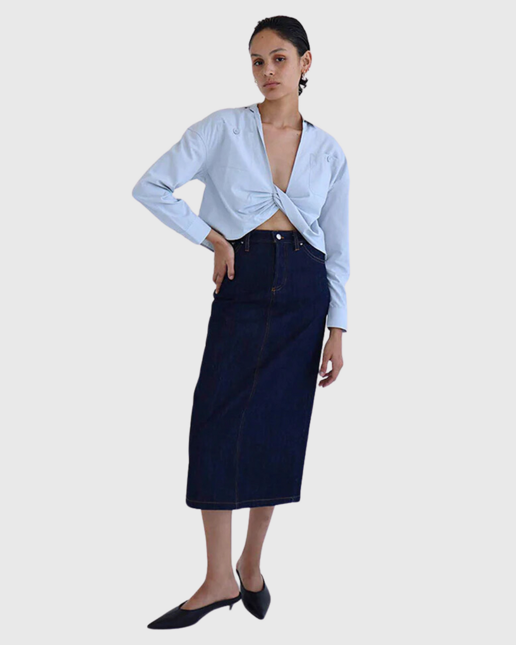 Quinnella Denim Tube Maxi Skirt