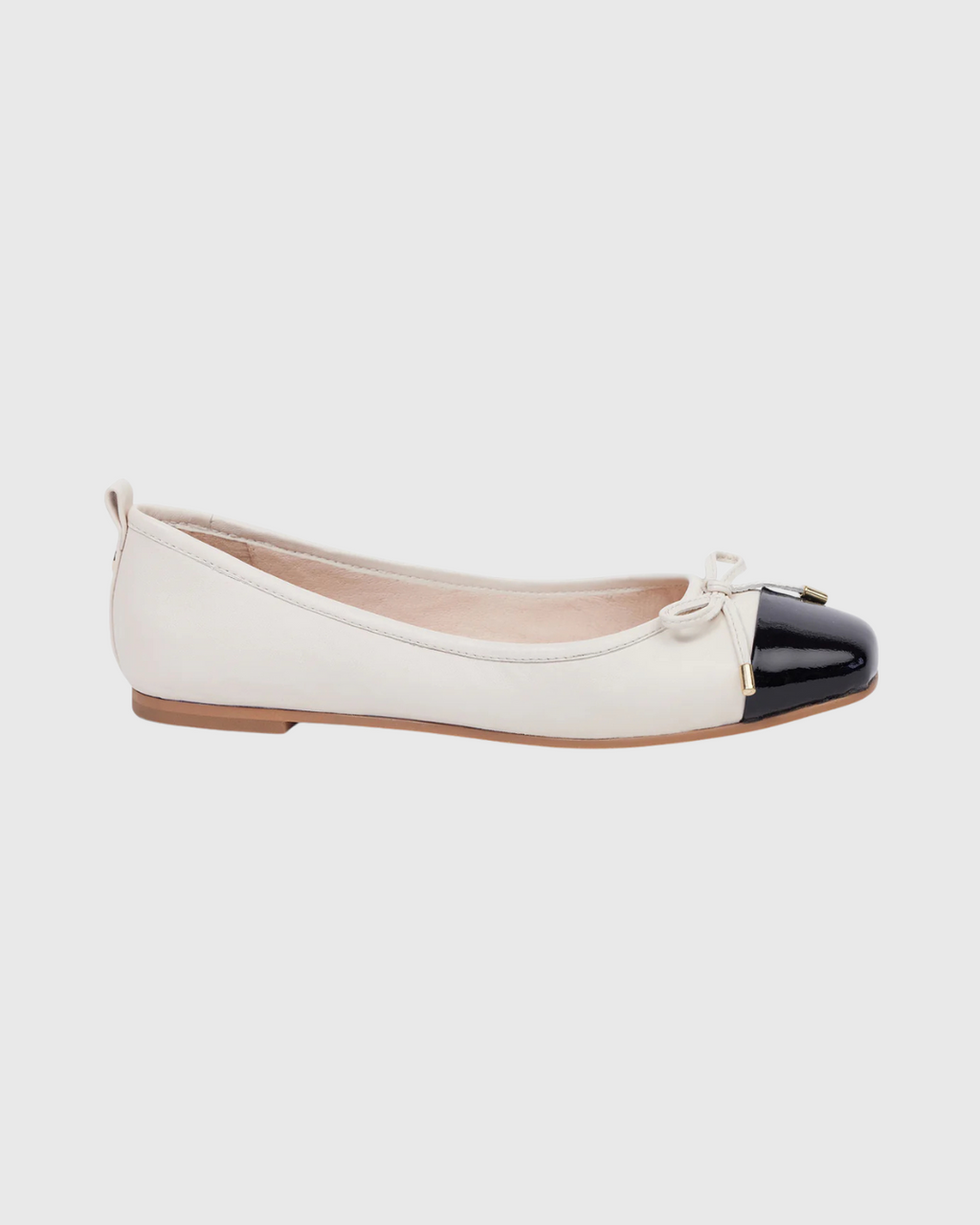 Audrey Ballet Flat Stone Calf/Black Patent