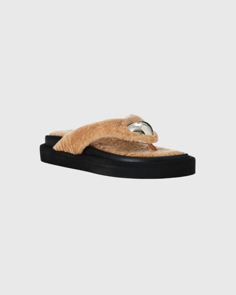 Ana Sandal Fawn Shearling