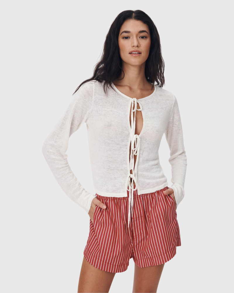 Marcia Bow Cardigan Top Bone