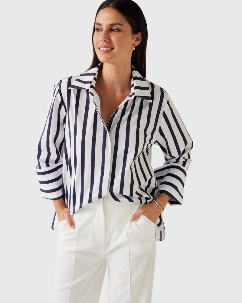 Mark Shirt Navy Stripe