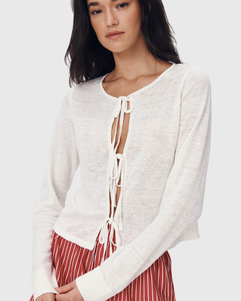 Marcia Bow Cardigan Top Bone