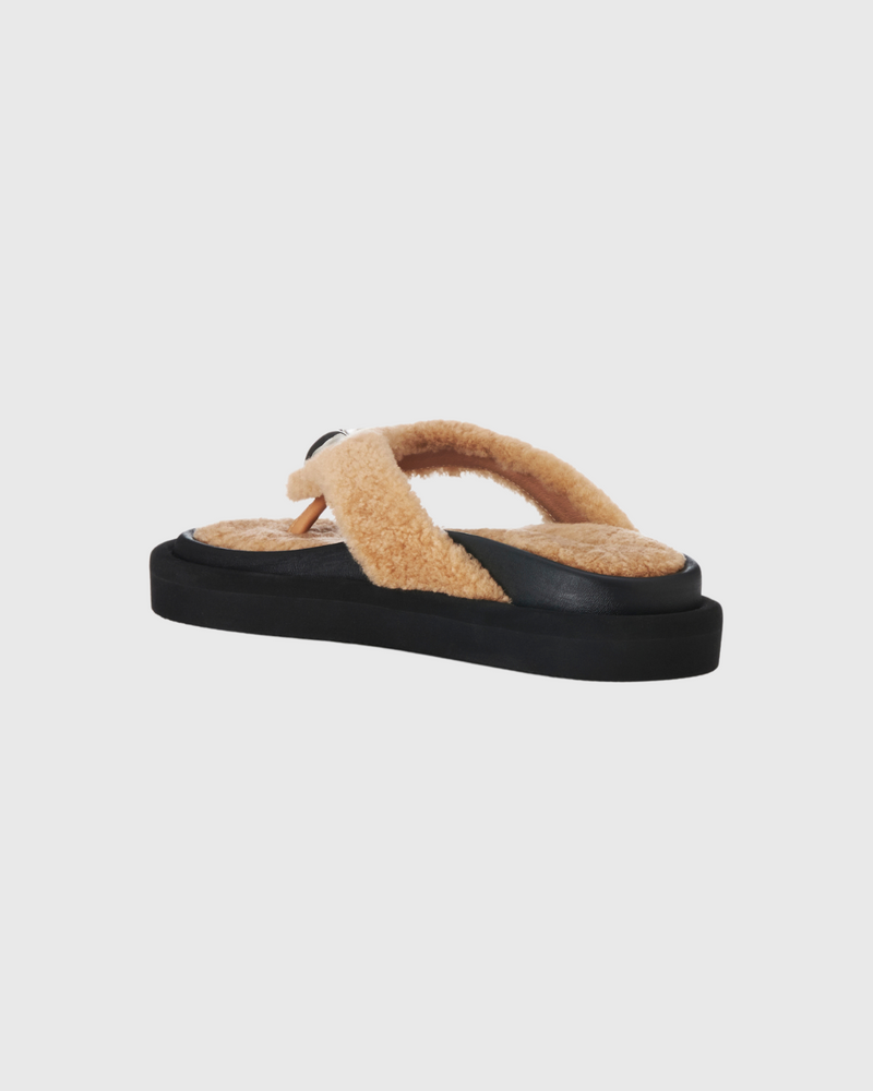 Ana Sandal Fawn Shearling