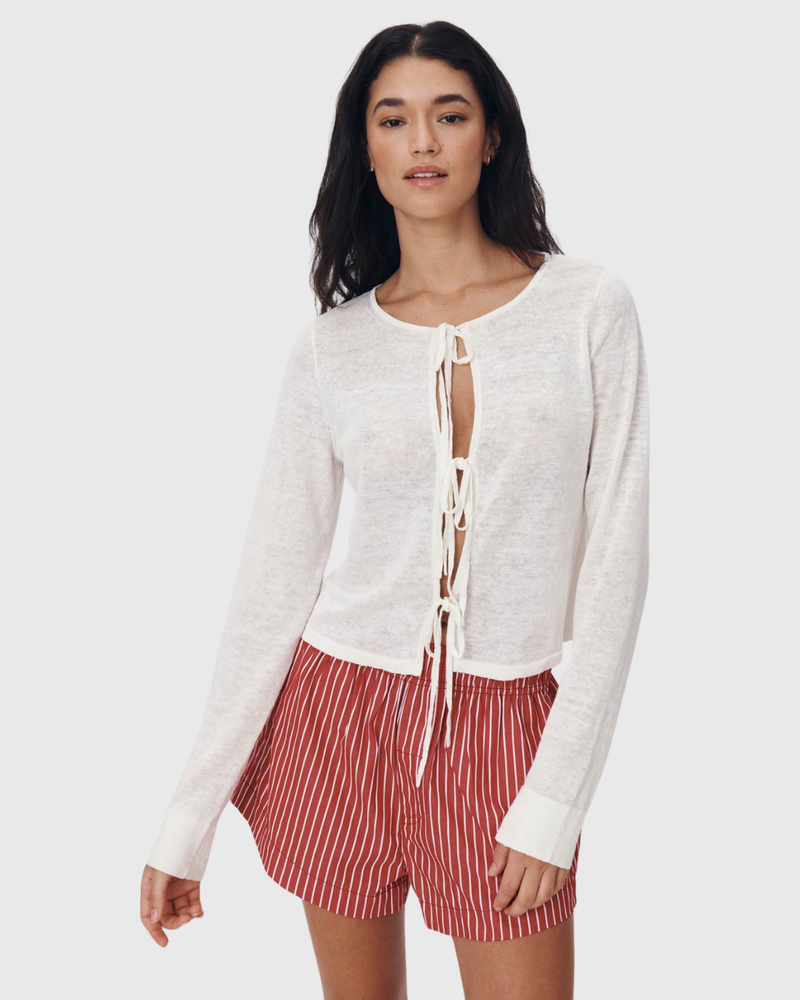 Marcia Bow Cardigan Top Bone