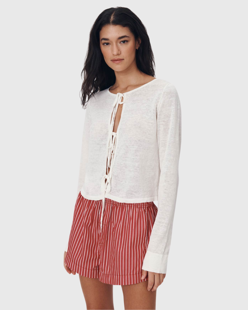 Marcia Bow Cardigan Top Bone