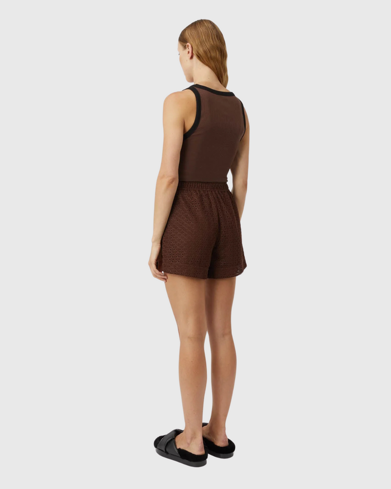 Nora Contrast Bind Scoop Neck Tank Mocha Brown