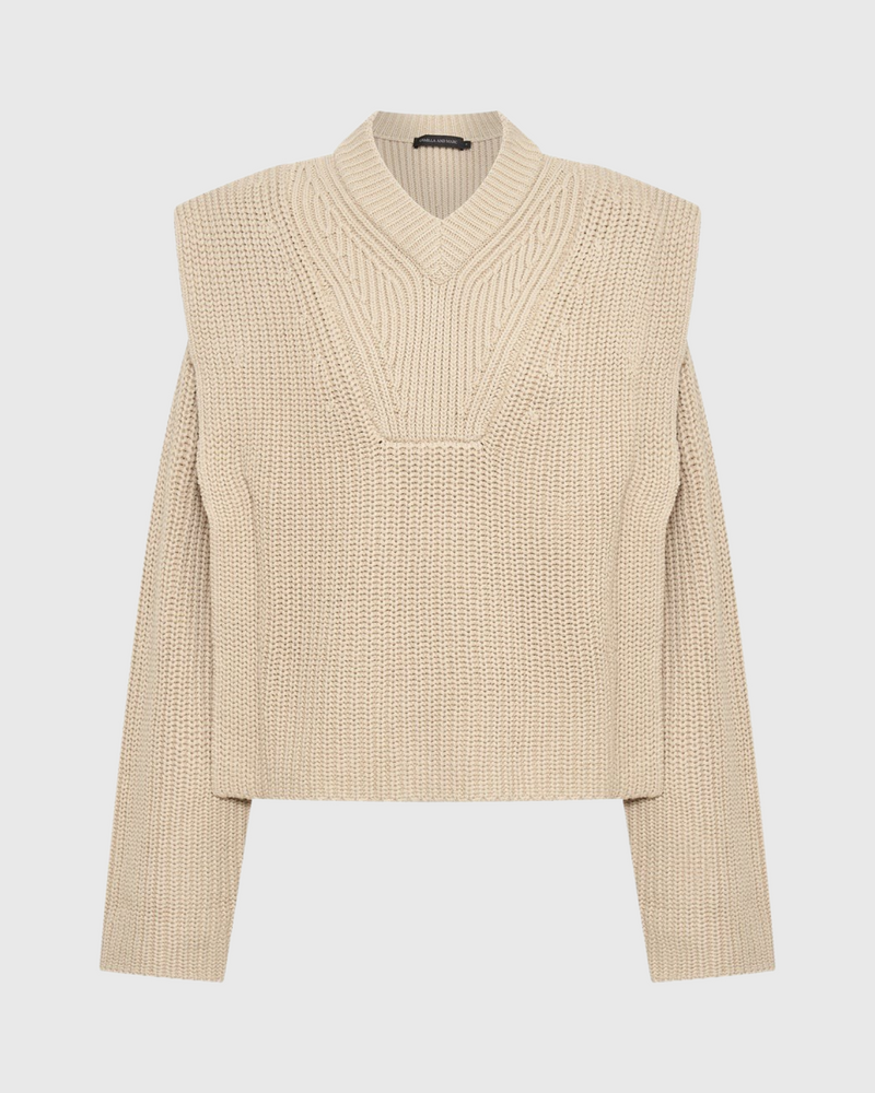 Evron V Neck Jumper Cream