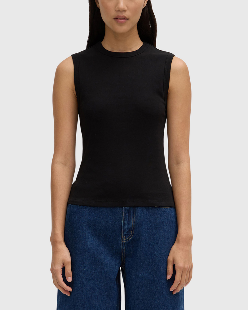 Antonia Jersey Tank Black