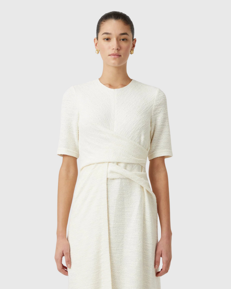 Realm Twisted Midi Dress Cream