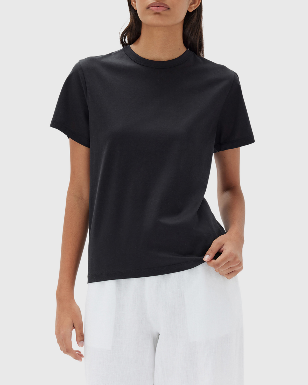 silk blend tee black