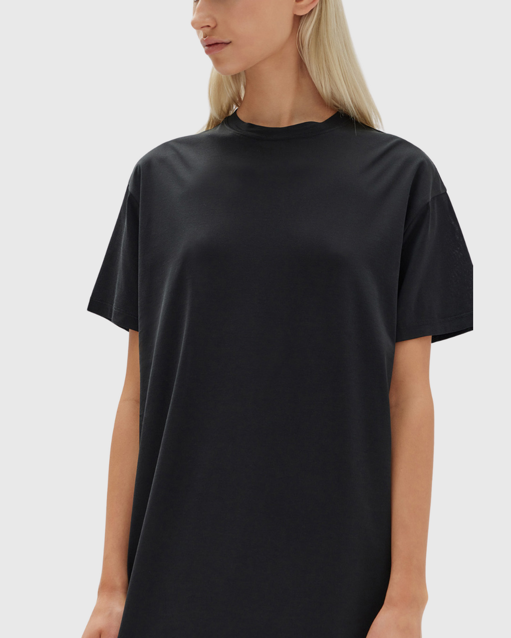 Silk Blend Tee Dress Black